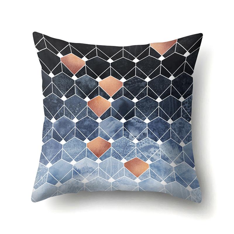 Ins Marble Polyester Pillowcase Car Decoration Home Printed Car Waist Cushion Pillowcase Pillowcase Car Decoration