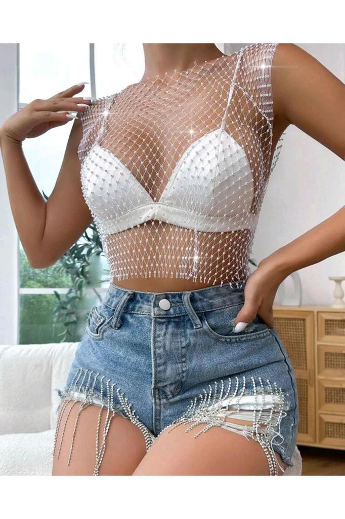 Women's Fashion New Bustier Eliwan Crystal Stone Crop Bustier