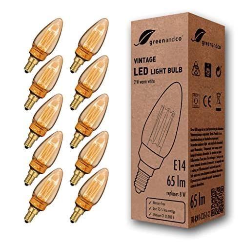 Ampoule À LED - GREENANDCO - E14 C35 - 2W - 65lm - 1800K - Vintage Rétro