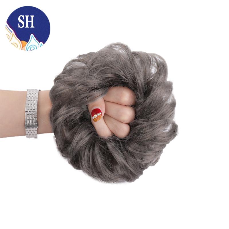 Hair Bun Hairpiece Dark Brown Messy Bun Hair Extension Women Wavy Curly Updo Scrunchie Elastic