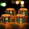 Pack of 4 Turkish Mosaic Glass Votive Tealight Candle Holders for Table Top Christmas Decorations Items for Home Decor Office Xmas Gift