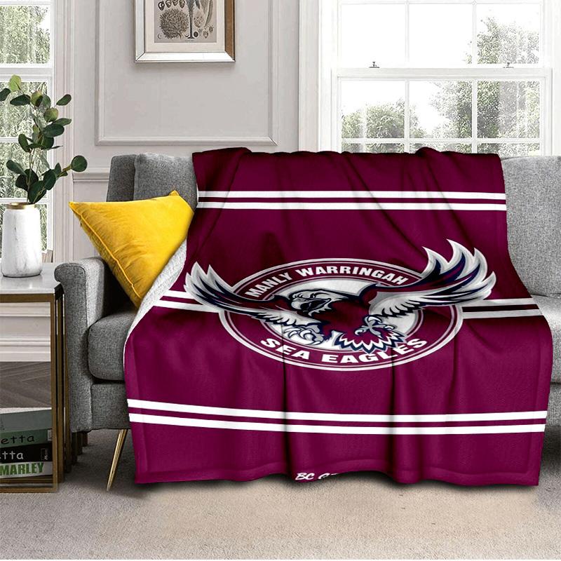 Manly Sea Eagles Crest Blanket Outdoor Flannel Blanket for Camping, Hiking, Garden Parties, Picnic Essentials,gift for family and friends