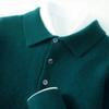 Мужская рубашка-поло из бархата с воротником-поло - Business Casual, приталенная, вязаная базовая футболка для весны и осени