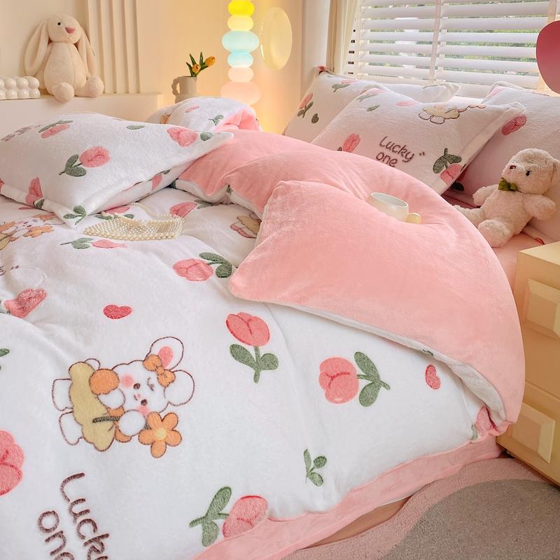Rainbow Theme Plush Duvet Cover Fluffy Soft Boys Girls Luxury Queen Quilt Cover Winter Warm Letter Print Bedding No Pillowcase