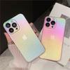 Роскошный матовый чехол для телефона с радужным лазерным градиентом для Iphone 14 11 12 13 Pro Max 14plus, прозрачная пленка, защитная пленка для камеры, жесткий чехол для ПК