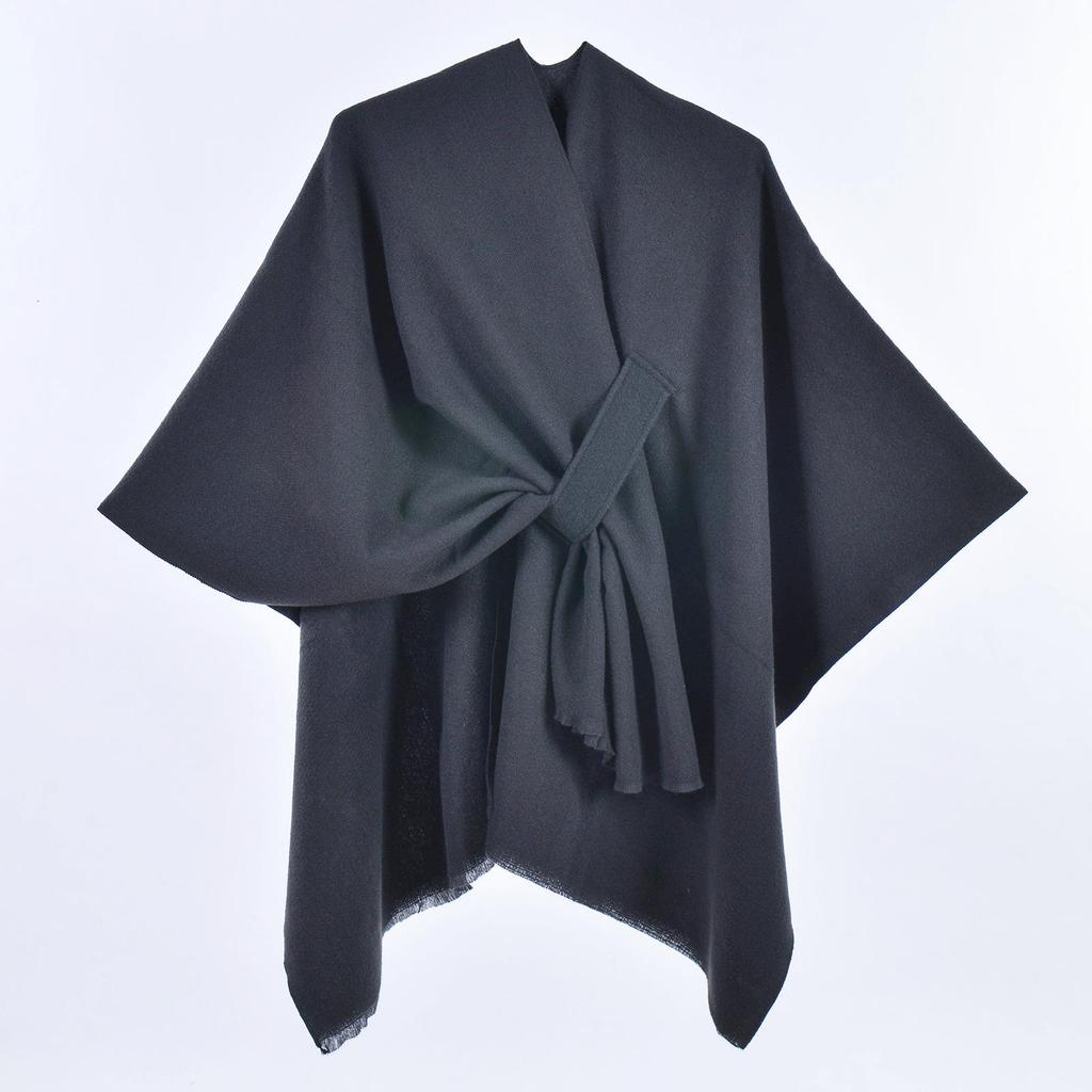Women's Versatile Solid Color Spring Scarf Shawl - Imitation Cashmere Poncho for All Seasons
