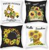 European and American Thanksgiving Decorative Pillow Cover Fashion Cartoon Autumn Harvest Pumpkin Letter Sunflower Print Pillow Pillow Cover