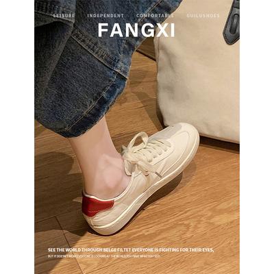 Версия из коровьей кожи старых кожаных туфель с круглым носком и плоской подошвой, спортивно-повседневная обувь, немецкие тренировочные туфли, женские кеды на шнуровке, универсальные белые туфли