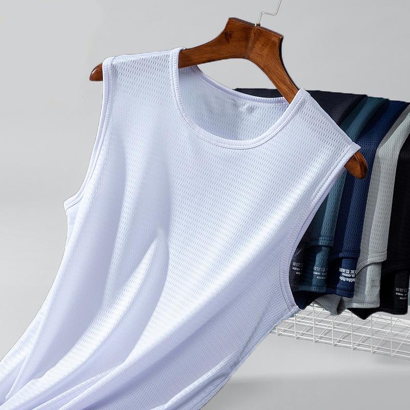 Мужской летний жилет для фитнеса Ice Silk Mesh без рукавов, быстросохнущий