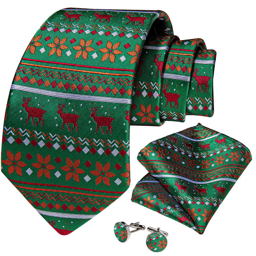 Dibangu Классический мужской рождественский галстук, шелковый тканый жаккардовый галстук, комплект с нагрудными квадратными запонками для рождественской вечеринки, выпускного вечера