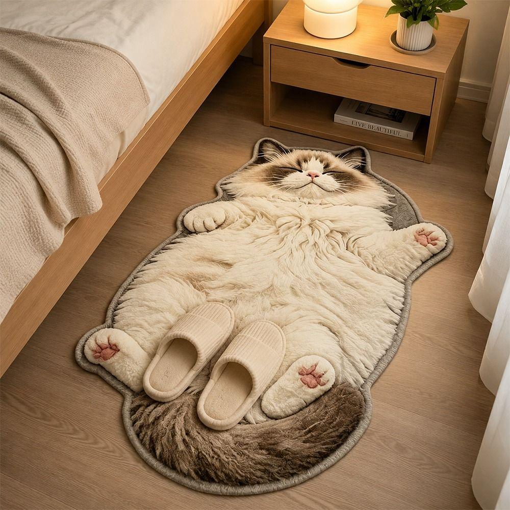 Special-shaped Cat Floor Mat Soft Surface Cat Shaped Carpet Bathroom Floor Mat Home Floor Decor