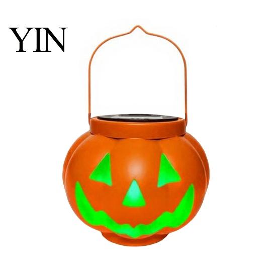 Reusable Halloween Ornament Pumpkin Solar Lantern, Waterproof Outdoor Hanging Light, Orange Patio Garden Fall Decor Spooky Face Lantern for