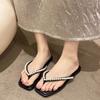Мода 2024 Новая мода Горячая распродажа Женские шлепанцы Сланцы Носок-петля Носить Отделка бисером Однотонный Удобный Универсальный Повседневный Zapatos