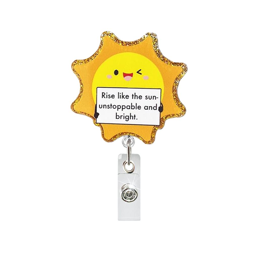 Cute Quotes Id Holder Compact Acrylic Badge Holder Nurse Badge Clip Sturdy Fruit Badge Reel For School Student Office Work