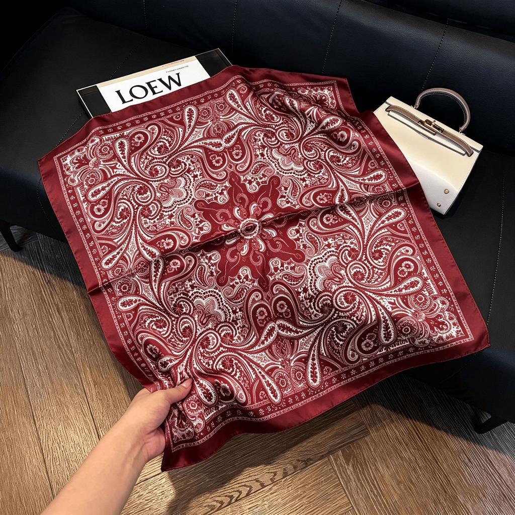 Silk scarf small square scarf feeling headband tied hair spring summer autumn feeling trend versatile fashion tied bag scarf scarf