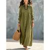 Women S Long Sleeve Shirt Style Loose Solid Color Midi Dress
