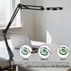 Three stage folding Magnifying Glass with Light and Clamp 3 Color Modes Stepless Dimmable Flexible Swing Arm 72 LED Desk Lamp