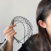 Cross Thin Metal Hair Hoop Double Layer Men Hair Bands Creative Wave Shape Headband Female/Girls