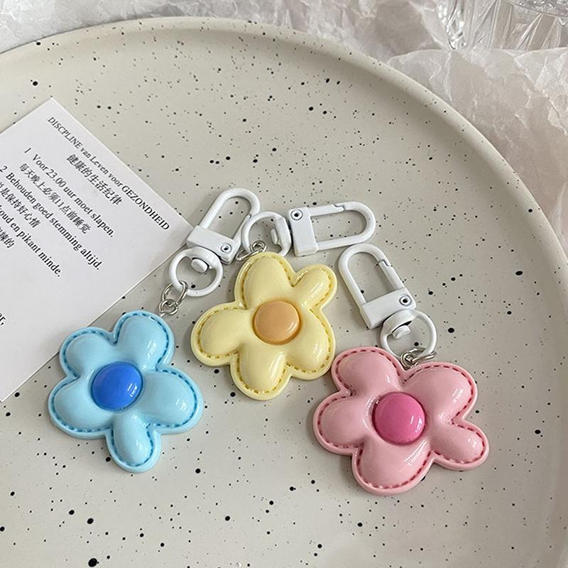 Cute Color Flower Pendant Keychains Bag Earphone Case Pendant Diy Accessories Car Key Ring Candy Color Key Chains Decor Jewelry