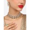 Green Pink Stones Austrian Diamonds Embellished Choker Necklace Earring & Ring Set For Women