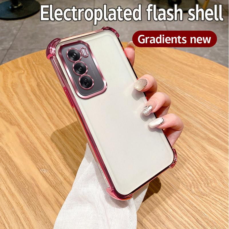 Чехол для OPPO Reno 12 5G Чехол для телефона OPPO RENO 12 Pro 5G Блестящий силиконовый чехол с гальваническим покрытием для защиты объектива камеры, мягкая задняя крышка