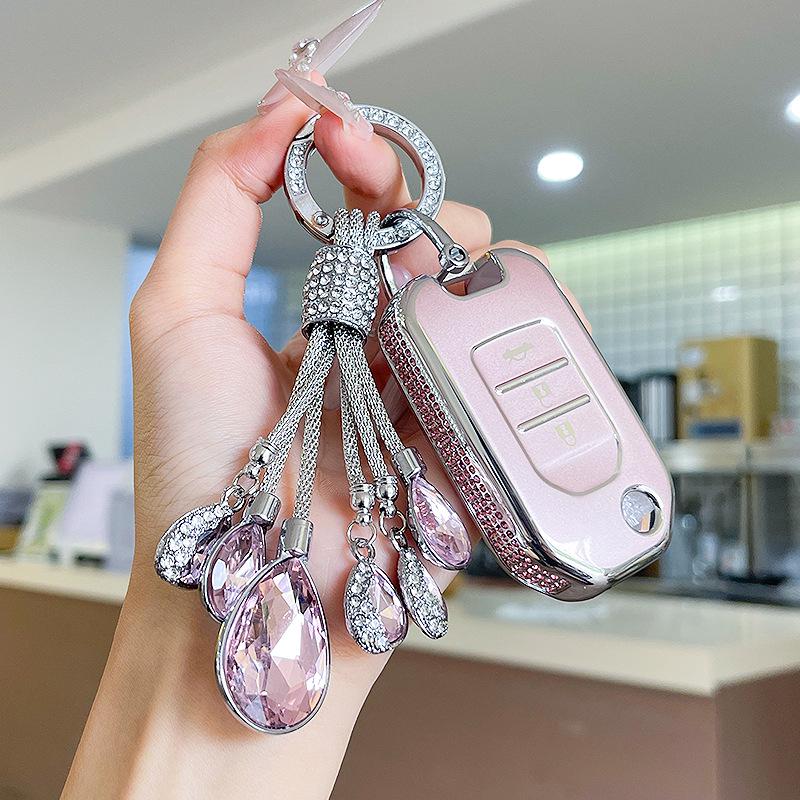 Premium Women's Car Key Case for Honda Accord, Civic, CR-V, Fit, Odyssey, Vezel, Lingpai, and XR-V