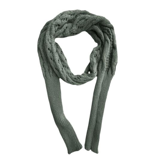 Sleeved Shawl Scarf Solid Color Hollow Twist Women Bohemian Style Wrap Braided Cable Scarf Winter Wear