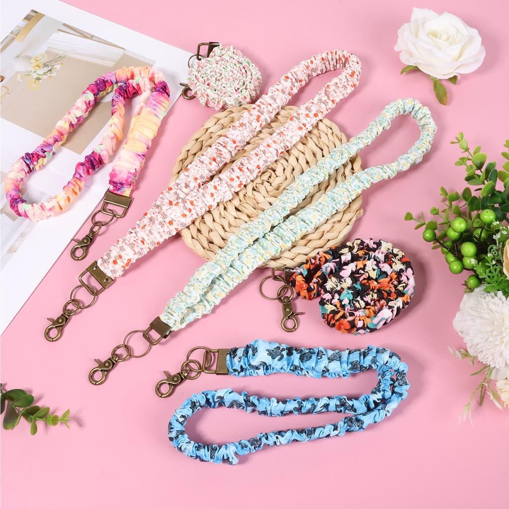 6 Pcs Stretchy Scrunchie Lanyard Cute Retractable ID Badges and Keys Neck Lanyard with Clip for Teacher Women Nurses and School