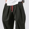 Men Harem Pants Drawstring Waist Baggy Drop Crotch Trousers Casual Loose Trousers with Elastic