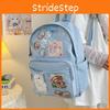 Student Simple Backpack With Transparent Compartments And Pendant Badges