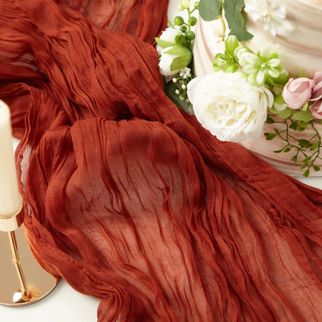 Скатерть-дорожка Bali Yarn Crepe для свадеб и мероприятий - Плиссированная марлевая полиэстеровая салфетка