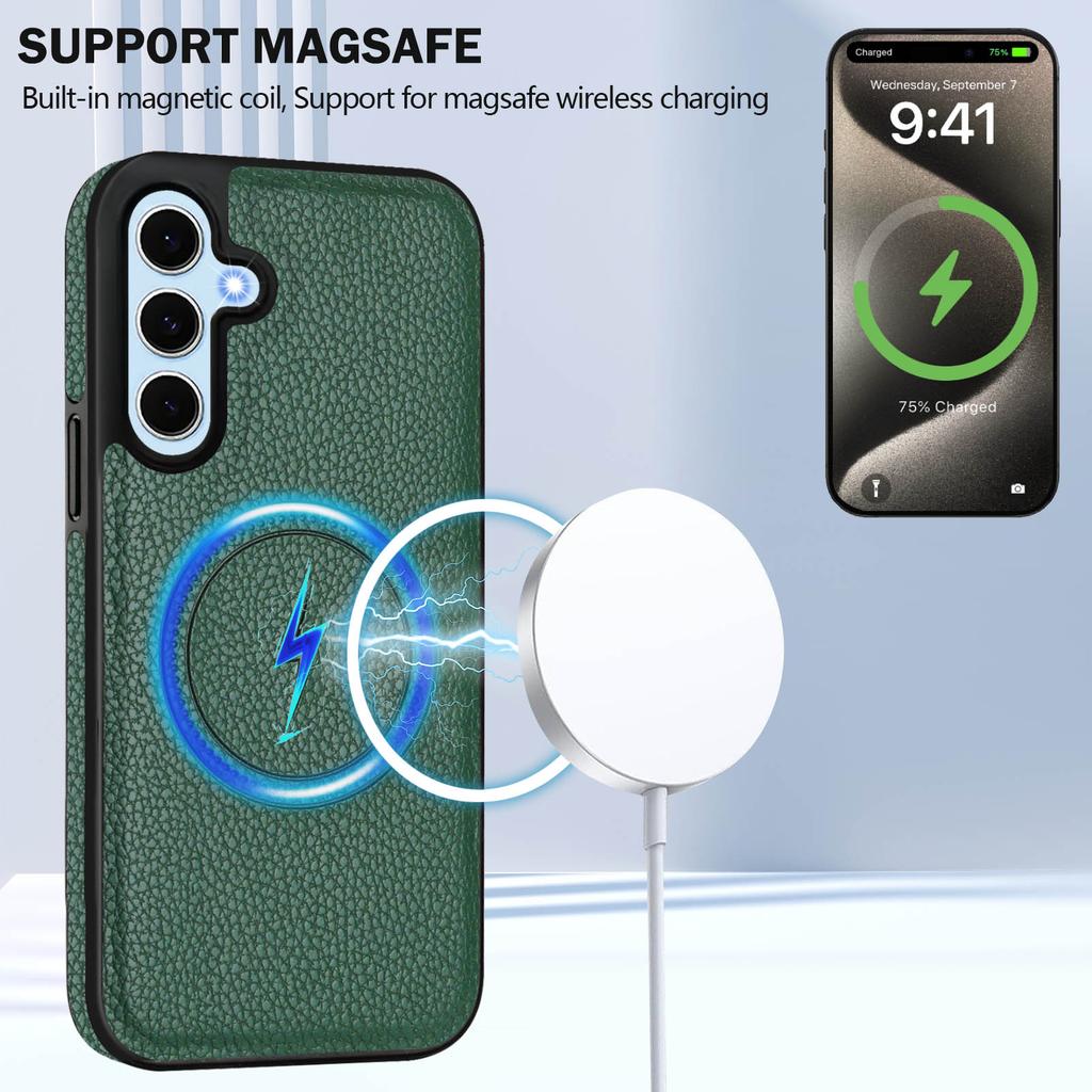 For Samsung Galaxy S24 Magnetic Case TPU + PU Leather Phone Back Cover with Detachable Card Holder