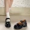 Black French Retro Thick Heel Platform Small Leather Shoes Women's 2025 New Autumn and Winter Versatile Skirt Mary Jane Single Shoes