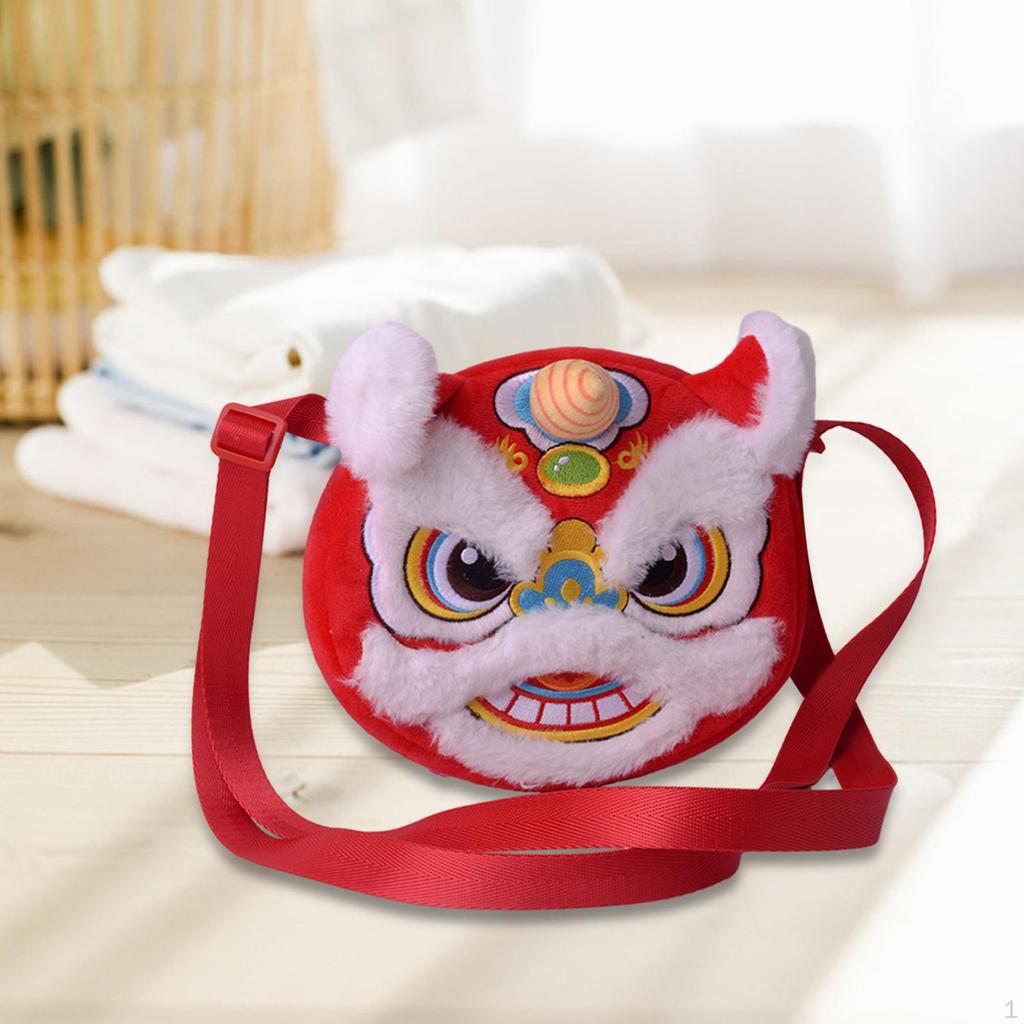 Chinese Year Red Crossbody Bag Embroidery Plush Shoulder Versatile Portable Stylish Lunar