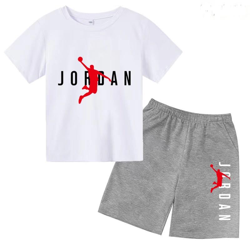 Children Clothing T-shirt Fashion Basketball Print Short-Sleeved+Shorts Summer Boy Girl 3-12Y Casual Sports Jogging O-collar Set