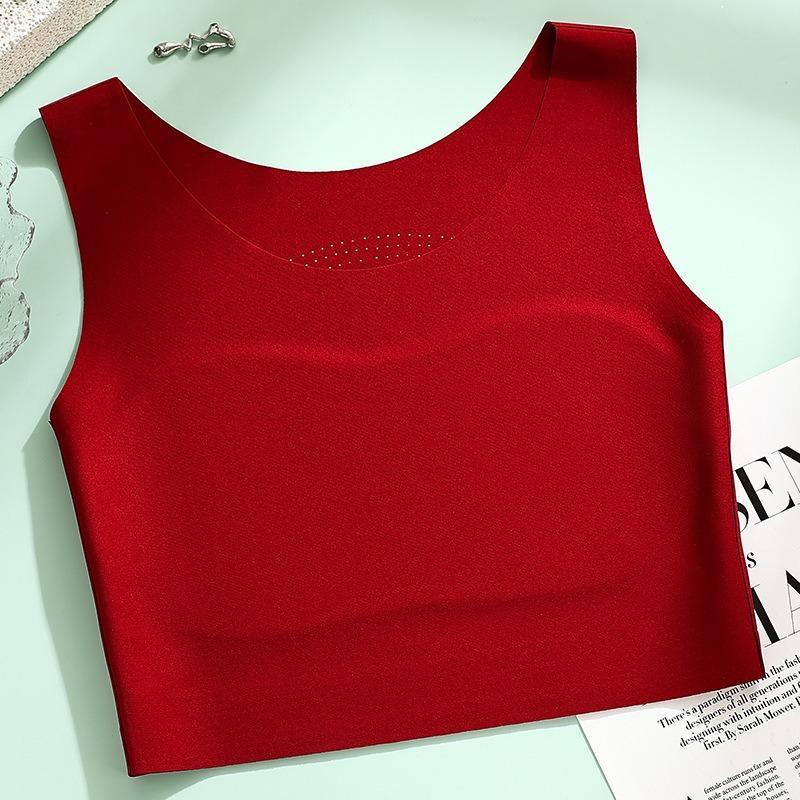 Traceless underwear, women's fixed cup, no steel ring, large chest, small chest, no chest pad, sports vest, integrated bra, beautiful back.
