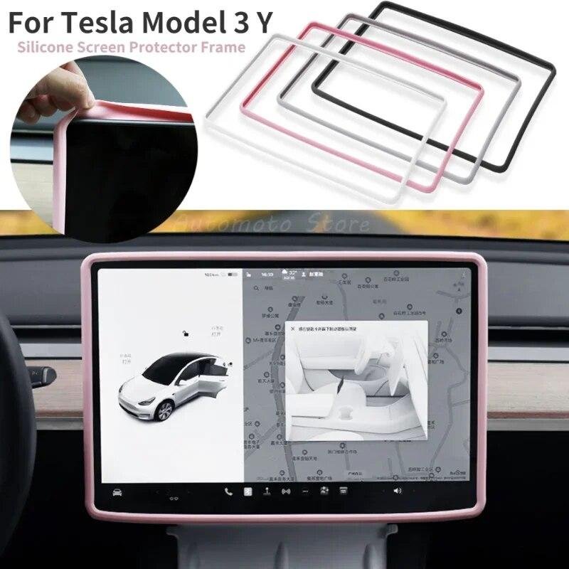For Tesla Model 3 Y Silicone Protective Frame Edge Cover Central Control Car Accessories Navigation Screen Protector New Model 3