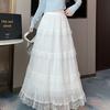 Женская макси-юбка с высокой талией, многоярусная, с кружевной отделкой, дизайн с панелями и оборками, милый облегающий крой и мягкая романтическая эстетика