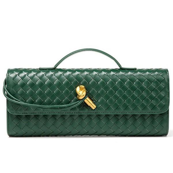 Трендовая плетеная вручную кожаная сумка-аккордеон квадратной формы - однотонная женская сумка-багет