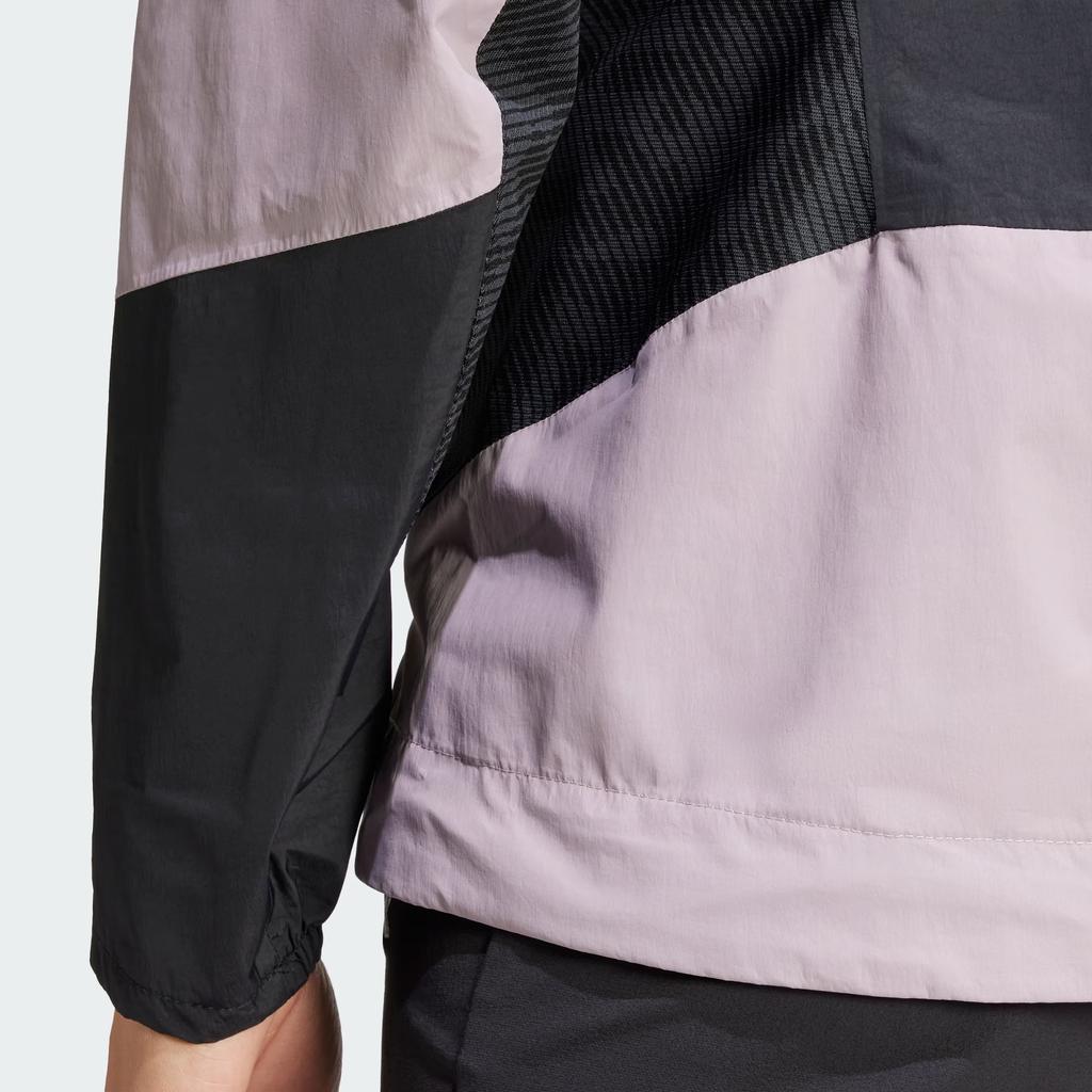Adidas Цветные блоки Спортивная куртка с капюшоном для женщин Куртка-дождевик Серый Фиолетовый IP1495
