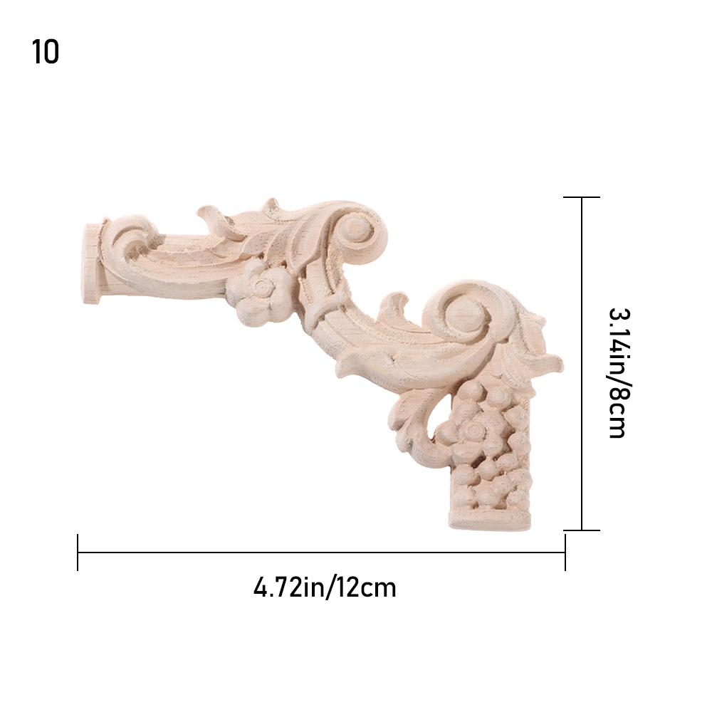 Oak Door Decor Crafts Corner Applique Onlay Decal Carved Wave Flower Decorative Wood Appliques