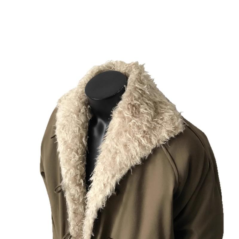 Unisex Vintage Horn Button Turn-Down Collar Cotton Padded Jacket Winter Warm Loose Fit Fleece-Lined Outerwear