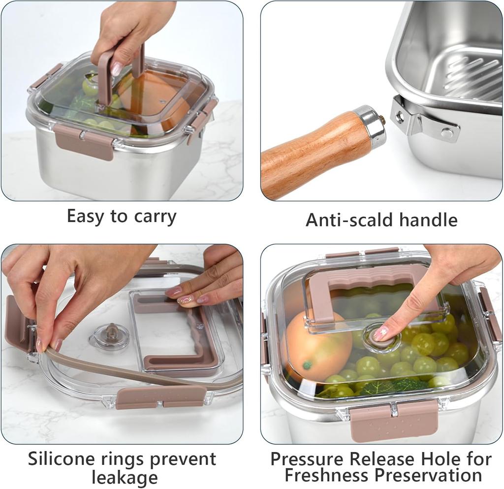 Deep Fryer, Square Frying Pot with Basket and Lid Portable Deep Frying Pan with Handle Oil Strainer Po