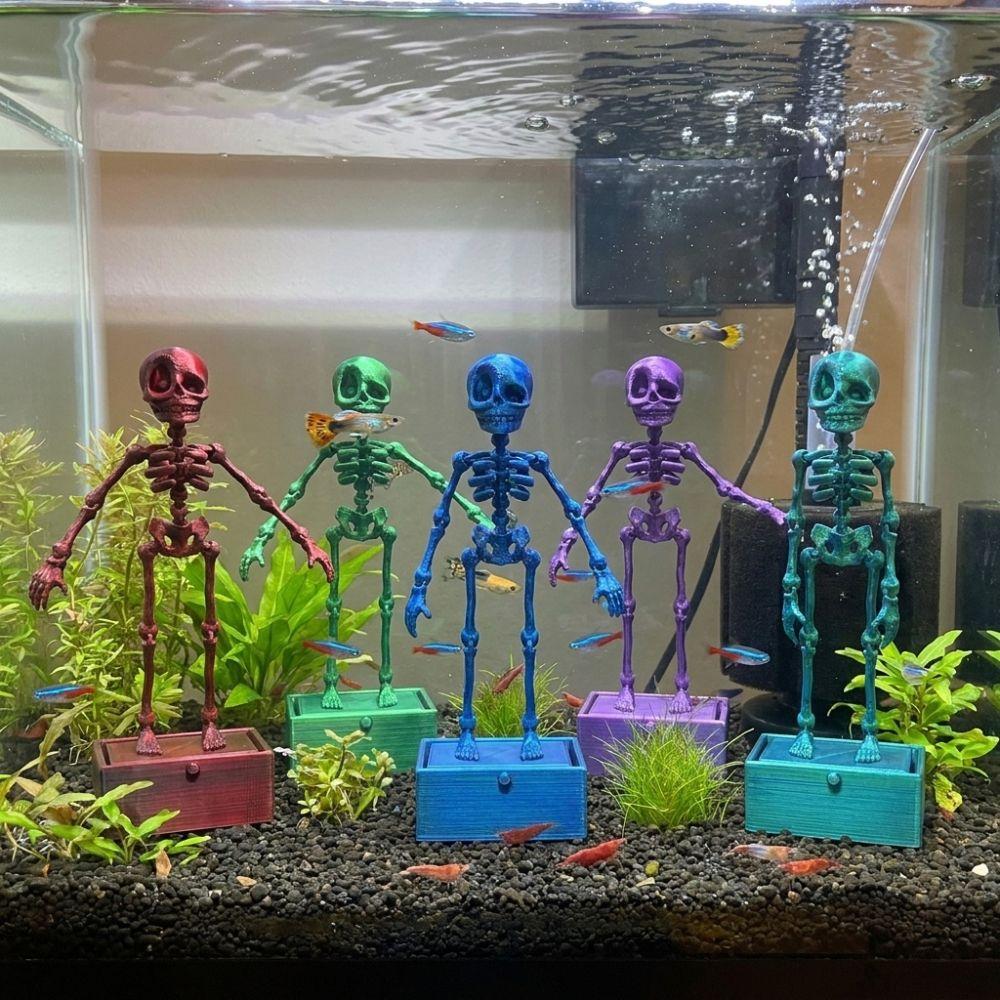 Air Pump Driven Dancing Skeleton Aquarium Bubbler Water Wiggling Skeleton Decor Aquatic Products