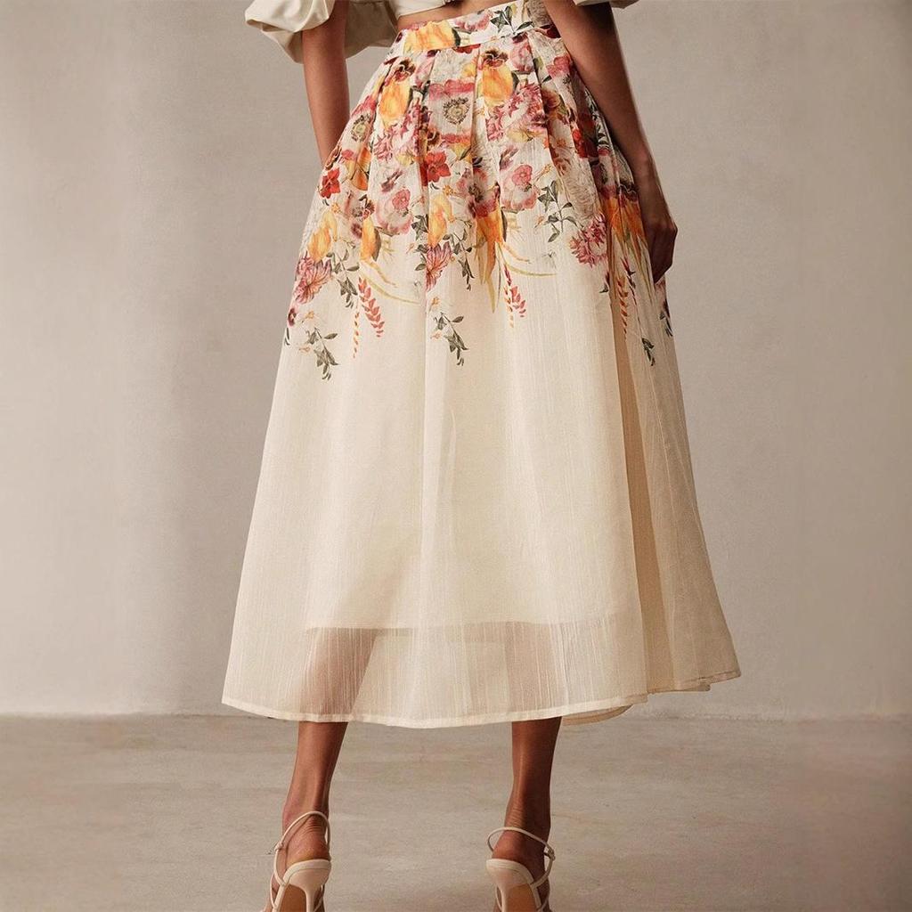 European & American Midi Skirt: Bamboo Print, Spring/Summer, Elegant & Gorgeous, for Middle Eastern Muslim Women