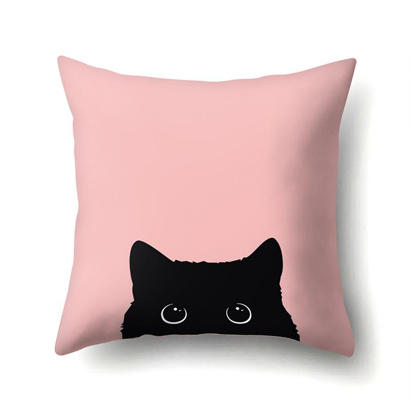 Полиэстеровая наволочка с мультяшным принтом животного, бархатная наволочка из персиковой кожи, наволочка на поясничную подушку, чехол для поясничной подушки для автомобиля