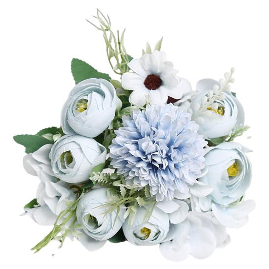 Искусственный цветок с зелеными листьями Реалистичный искусственный шелковый цветок Свадебная вечеринка Домашний офисный стол