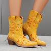 2024 Classic Embroidered Western Cowboy Boots Women Genuine Leather Women Low Heel Cowboy Boots Knee High Boots Zapatillas Mujer