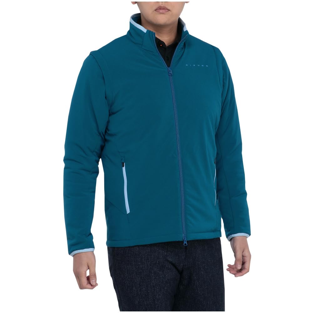 Mizuno Breath Thermo Golf Ink with Removable Sleeves and Mizuno Move Tech E2MEB506 Jacket, Men's, Blue, Heat-Generating Material,