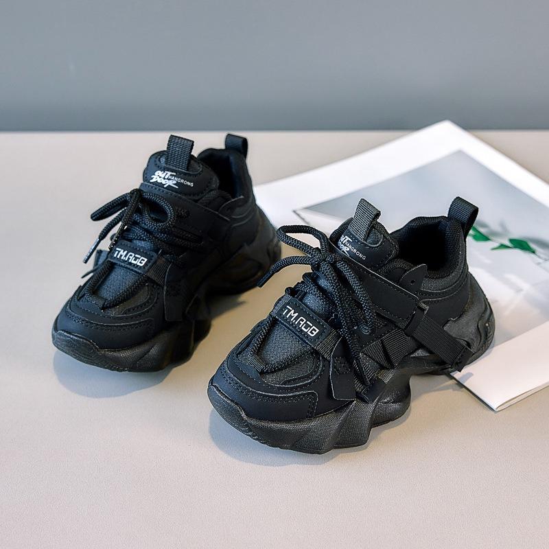 Детская обувь и кроссовки, Осенние новинки, Мужские кожаные повседневные массивные папины кроссовки, Мягкие беговые кроссовки для учеников старшего возраста.